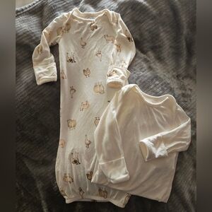 NWOT Carter's Cream Animal Print Kids Sleep Sack Set